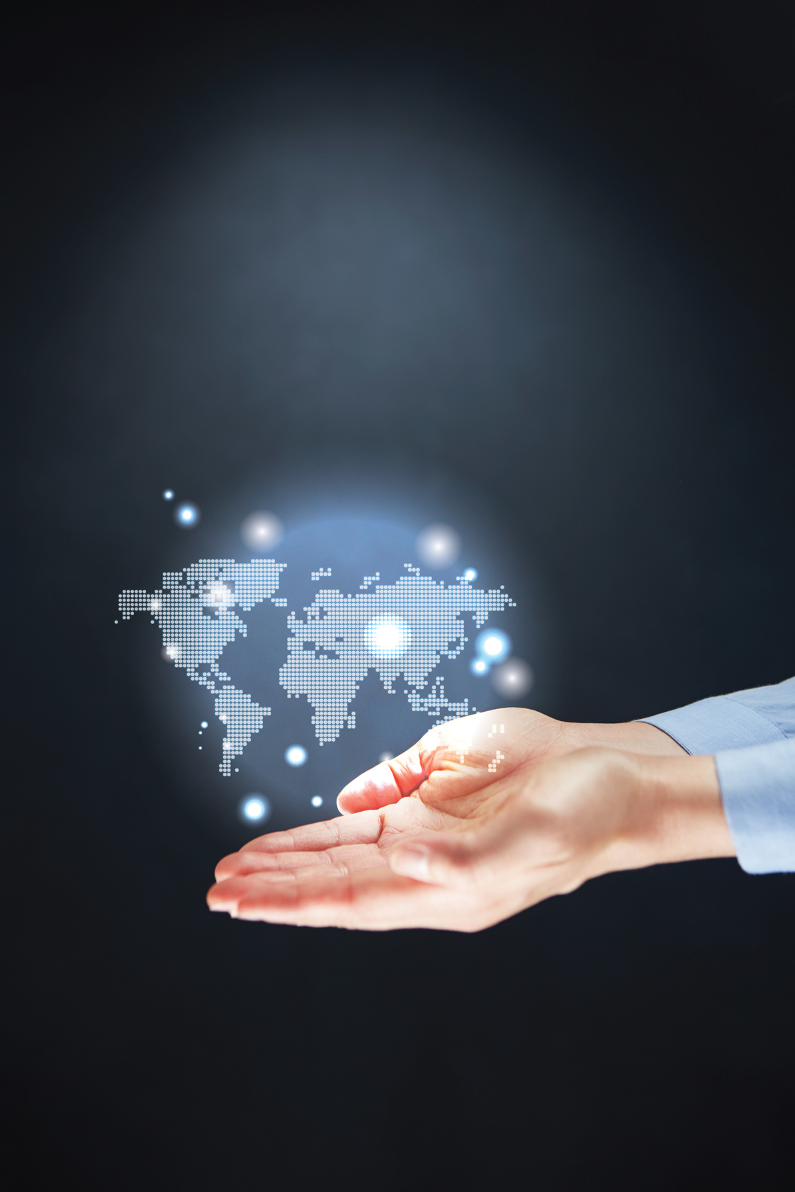Hands presenting global business concept